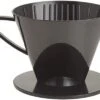 Pour-Over Reusable Coffee Brewing Cone With Gold-Toned Mesh Permanent Coffee Filter, Number 4-Size, Black