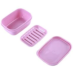Drainage Soap Box Soap Box Travel Soap Box Carrying Cover Sealed Waterproof Draining Handmade Facial Cleansing Soap Box (Color : Pink)