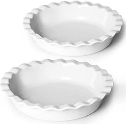 10.5-Inch Deep Pie Pans 50oz, Ceramic Large Round Pie Tins For Baking, (White 2 Pieces) -Wilton Shop 31bITrsRM0S. AC