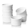 Ramekins - Porcelain Ramekins For Creme Brulee Dishes,Dipping Sauces,Baking Pudding Cups, Souffle Bowl,Oven Safe, Set Of 6 (4OZ, White)