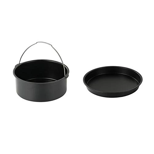 2pcs/set Universal Air Fryer Accessory Set Steel Pizza Pan Baking Cake Barrel For Gourmia 3 2pcs/set Universal Air Fryer Accessory Set Steel Pizza Pan Baking Cake Barrel For Gourmia