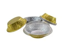 Disposable Colored Aluminum 5" Tart Pan/individual Pot Pie Pan W/Clear Dome Lid #501P (100, Gold)