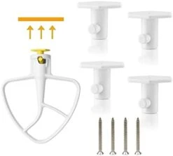 Stand Mixer Attachment Holder, Wooden Wall Mounted Holder With 4-Pack Plastic Hangers, Kitchen Accessories Storage Organizer Parts Compatible With Kitchenaid Mixer Attachments For Space-saving -Wilton Shop 31c7kCMB8pL. AC