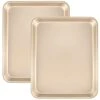 9x11 Baking Pans Set, 2Pcs Small Cookie Sheets For Baking 11x9 Inch Mini Baking Sheet For Oven Nonstick Toaster Oven Pans, Heavy Duty Toaster Oven Tray For Bakery,Home,Kitchen,Cake,Desserts-Gold -Wilton Shop 31cWoGtnrNL