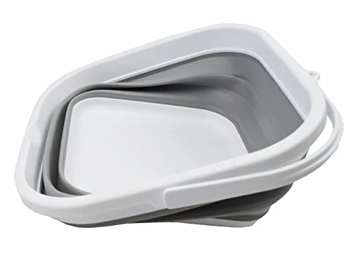 5.5L (1.4 Gallon) Collapsible Square Handy Bucket / Foldable SquareWater Pail / Portable Tub With Handle. (White/Grey, 1) 5 5.5L (1.4 Gallon) Collapsible Square Handy Bucket / Foldable SquareWater Pail / Portable Tub With Handle. (White/Grey, 1) - Image 3