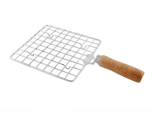 GD Stainless Steel Wire Roaster Papad Jali Roaster Grill Barbecue Grill Wooden Round Handle Square Roasting Net 3 GD Stainless Steel Wire Roaster Papad Jali Roaster Grill Barbecue Grill Wooden Round Handle Square Roasting Net
