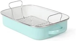 Artha Stewart Thayer 16" Enamel On Steel Roaster Pan W/Stainless Steel Rack - Martha Blue -Wilton Shop 31culIxPujL. AC