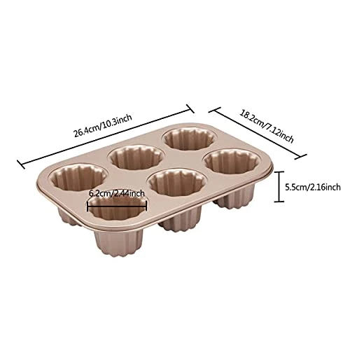 On-stick Canele Molds Baking Pans For Cupcakes, 6Cavities Muffin Pan For Oven Baking 5 On-stick Canele Molds Baking Pans For Cupcakes, 6Cavities Muffin Pan For Oven Baking - Image 3