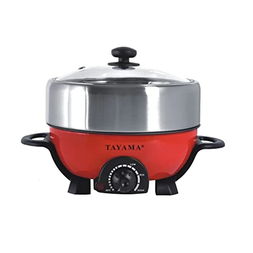 Ayama TRMC-40RS Shabu And Grill 3 Qt. Red Electric Multi-Cooker With Stainless Steel Pot 3 Ayama TRMC-40RS Shabu And Grill 3 Qt. Red Electric Multi-Cooker With Stainless Steel Pot