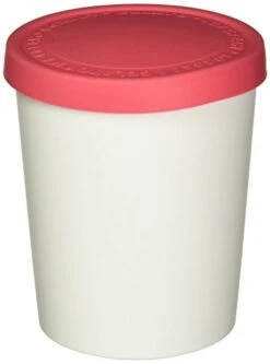 Sweet Treat Ice Cream Tub (Raspberry) - 1 Quart Reusable Plastic & Silicone Container For Homemade Ice Cream & Freezer Food Storage / Dishwasher-Safe & BPA-Free