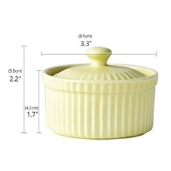 4 Oz Ramekins With Lids Oven Safe Ceramics Ramekin Bowls For Baking, Porcelain Bake Dishes For Souffle, Creme Brulee, Lava Cake, Ice Cream Desserts, Snacks (Set Of 5, Purple)