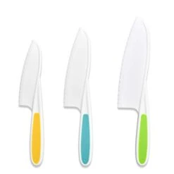 3 Piece Nylon Knives For Kids Kids Nylon Knife Set Kid Safe Knives For Cooking & Cutting Kitchen Lettuce & Salad Knives Kids Serrated Knife In 3 Sizes & Colors Plastic Knifes For Kids Christmas Gift