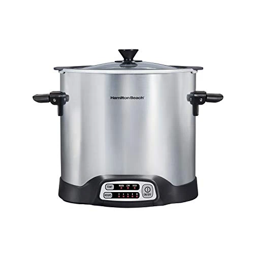 Hamilton Beach Sear & Cook Stock Pot Slow Cooker With Stovetop Safe Crock, Large 10 Quart Capacity, Programmable, Silver (33196) 3 Hamilton Beach Sear & Cook Stock Pot Slow Cooker With Stovetop Safe Crock, Large 10 Quart Capacity, Programmable, Silver (33196)