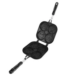 Pancake Pan 4 Holes Mold Double Sided Waffle Maker Phenolic Plastic Handle For Gas Stove Snack