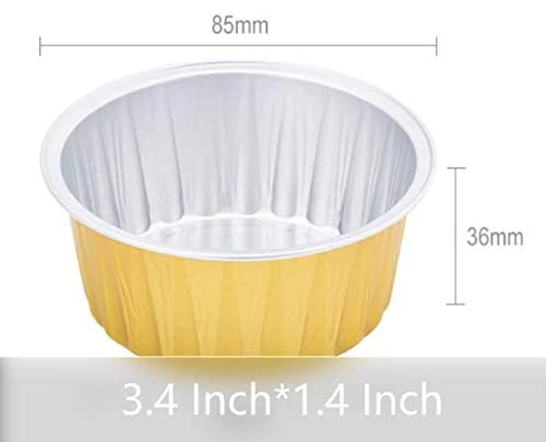 3 2/5" 4oz 120ml 100/PK Disposable Aluminum Foil Cups For Muffin Cupcake Baking Bake Utility Ramekin Cup Gold 6 3 2/5" 4oz 120ml 100/PK Disposable Aluminum Foil Cups For Muffin Cupcake Baking Bake Utility Ramekin Cup Gold - Image 4
