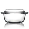Clear Round Glass Casserole Dish With Glass Lid Oven Safe Glass Cookware, Covered Glass Microwavable Bowls With Lids (2.5L) -Wilton Shop 31gycWby1ML