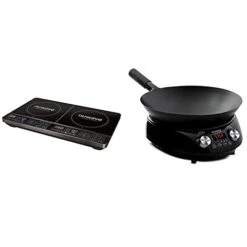 PIC Double, Portable, Powerful 1800W With 2 Large 8” Heating Coils, Independent Controls & Mosaic Induction Wok, Precise Temp Controls From 100°F To 575°F In 5°F, Wok Hei