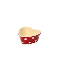 17851198 Polka Dot Heart Ramekin, Claret Red, Ceramic, 0
