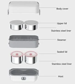 Upgraded Self Cooking Electric Lunch Box, Mini Rice Cooker, Portable 2 Layers 4 Stainless Steel Steamer Food Insulation Lunch Box For Home Office School Travel Jobsite Picnics Outdoor (2000 ML/110V/200W) 11 Upgraded Self Cooking Electric Lunch Box, Mini Rice Cooker, Portable 2 Layers 4 Stainless Steel Steamer Food Insulation Lunch Box For Home Office School Travel Jobsite Picnics Outdoor (2000 ML/110V/200W) -Wilton Shop 31hrRtoHxjL