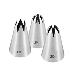 Rge Icing Piping Tips,1M 2D 2F Cake Cupcake Decorating Tip Set Kit,Star Drop Flower Rose Petal Frosting Tip Pastry Nozzles Tips,3 Pcs