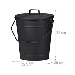 Relaxdays, 12l, Charcoal Bin With Handle, Round, Fireplace/Stove/Barbecue, HWD: 34x32.5x28 Cm, Black Ash Bucket With Lid -Wilton Shop 31iPzHLyquL