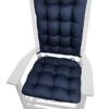 Cotton Duck Navy Blue Rocking Chair Cushions - Size Extra-Large - Latex Foam Fill Rocker Seat Pad & Backrest Cushion With Ties - Tufted, Reversible, Machine Washable, Made In USA 2 Cotton Duck Navy Blue Rocking Chair Cushions - Size Extra-Large - Latex Foam Fill Rocker Seat Pad & Backrest Cushion With Ties - Tufted, Reversible, Machine Washable, Made In USA -Wilton Shop 31iV54tacSL