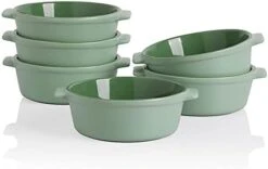 Ceramic Souffle, Round Double Handle Ramekins, 10oz Creme Brulee, Custard Cheese And Dipping Sauce, Set Of 6(Turquoise) 25 Ceramic Souffle, Round Double Handle Ramekins, 10oz Creme Brulee, Custard Cheese And Dipping Sauce, Set Of 6(Turquoise) -Wilton Shop 31is691kPWL. AC