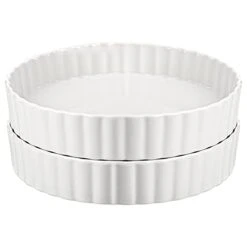 2 Pack Porcelain Quiche Tart Baking Pan, 9.5 Inches Round Pie Pan For Baking, Oven Safe -Wilton Shop 31jHoOl1w6L