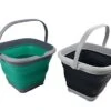 8.5L (2.2 Gallon) Collapsible Square Handy Bucket / Foldable SquareWater Pail / Portable Tub With Handle. Size 31x31cm (Slate Grey + Bluish-Green)
