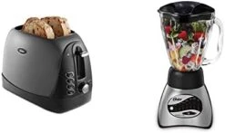 Oster® 2 Slice, Bread, Bagel Toaster, Metallic Grey & Belgian Waffle Maker With Adjustable Temperature Control, Non-Stick Plates And Cool Touch Handle, Makes 8" Waffles, Stainless Steel -Wilton Shop 31k2rnDpNpL. AC