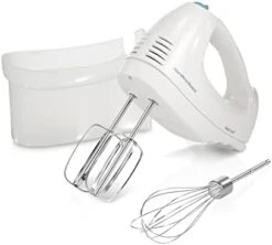 Hamilton Beach 6-Speed Electric Hand Mixer With Whisk, Traditional Beaters, Snap-On Storage Case, White -Wilton Shop 31kjHz7PuvL. AC