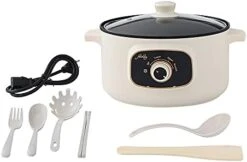 110V Electric Skillet, Multi-Functional Rice Cooker Food Steamer Nonstick Personal Hot Pot With Lid For Home Student Dormitory Cook Steam Simmer Stir Fry Griddle (2.2L, With Steamer) -Wilton Shop 31kjoDk5WgL. AC