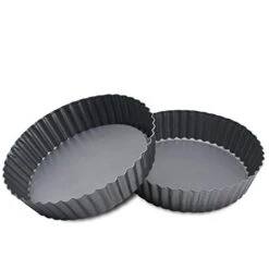 2 Pack(9.5 Inch) Round High-Sided Tart Pan With Removable Loose Bottom, Deep-Dish Pie Non-stick Carbon Steel Quiche Pan