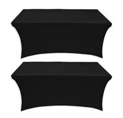- 2 Pack, 6FT Stretchable Table Covers - Tight Fit Washable And Wrinkle Resistant Spandex Tablecloths, Ideal For Both Indoor And Outdoor Events And Parties
