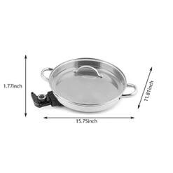 11.8" Large Capacity Electric Skillet - For Fry Bake Steam Simmer (Silver) 11 11.8" Large Capacity Electric Skillet - For Fry Bake Steam Simmer (Silver) -Wilton Shop 31mV2zdRspL