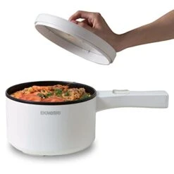 Electric Hot Pot, 1.8L Non-Stick Sauté Pan, Multifunctional Rapid Noodles Cooker, Mini Pot For Steak, Pasta, Shabu-Shabu, Egg, Ramen, Oatmeal, Soup With Over-Heating Protection, White