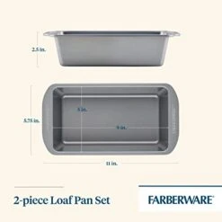 GoldenBake Bakeware Nonstick Meatloaf/Loaf Pan Set, Insulated, Two 9-Inch X 5-Inch, Gray -Wilton Shop 31ncQdqQnoL