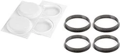 Silikomart "Kit Tarte Ring 120": 2 Silicone Molds, Each With 2 Cavities, Each Cavity 4.13 Inch Diameter X 0.66 Inch High, Plus 4 Heat-Resistant Perforated Plastic Cutting Rings 23 Silikomart "Kit Tarte Ring 120": 2 Silicone Molds, Each With 2 Cavities, Each Cavity 4.13 Inch Diameter X 0.66 Inch High, Plus 4 Heat-Resistant Perforated Plastic Cutting Rings -Wilton Shop 31nodLKHckL. AC