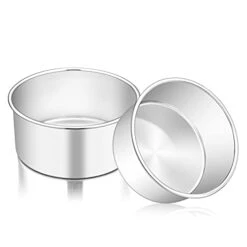 6 Inch Cake Pan, 6” X 3” Deep Round Cake Pan Tier Baking Pans Set Stainless Steel, For Baking Steaming Serving, Healthy & Toxic Free, Deep & Straight Size, Oven & Dishwasher Safe - Set Of 2
