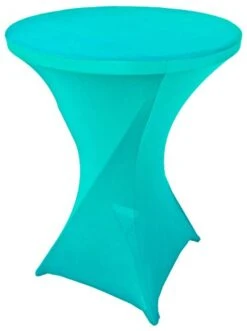Turquoise 32 Inch Round X 43 Inch Tall Spandex Cocktail Tablecloth Folding Cover Stretch