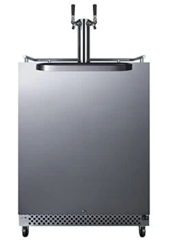 Summit Appliance SBC696OSWKDTWIN 24" Wide Built-In Outdoor Wine Kegerator, Weatherproof, Full-Sized Wine Dispenser, Complete Dual Tap Kit, Automatic Defrost, Digital Thermostat, Open Door Alarm