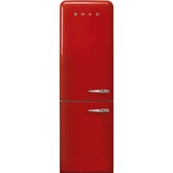 Smeg FAB32 50's Retro Style Aesthetic Bottom Freezer Refrigerator With 11.17 Cu Total Capacity, Multiflow Cooling System, Adjustable Glass Shelves 24-Inches, Red LeftHand Hinge