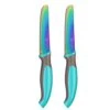 Kids Tomato Steak Knife Set For Real Cooking (Aqua) - 2pcs - Skin Friendly Serrated Edge Stainless Steel Lightweight - Safe For Children & Beginners - Cutting Fruits, Veggies, Bread, Steak -Wilton Shop 31qfXOY8stL