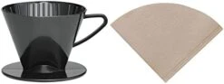 Pour-Over Reusable Coffee Brewing Cone With Gold-Toned Mesh Permanent Coffee Filter, Number 4-Size, Black -Wilton Shop 31qg8VQCTpL. AC