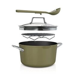 Ninja Foodi 8-in-1 PossiblePot [CW202GNUK] ZEROSTICK Technology, Integrated Roasting/Steaming Rack, Strainer & Utensil, Non-Stick, Induction Compatible, Dishwasher Safe, Olive Green