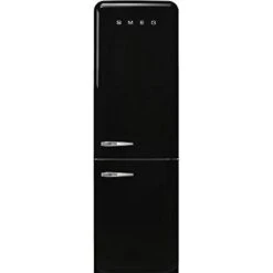 Smeg FAB32 50's Retro Style Aesthetic Bottom Freezer Refrigerator With 11.17 Cu Total Capacity, Multiflow Cooling System, Adjustable Glass Shelves 24-Inches, Black RIGHT Hand Hinge