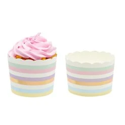 50 Pack Striped Paper Baking Cups, Rainbow Pastel Cupcake Liners For Muffins, Cupcakes, And Desserts For Birthday Parties, Spring Celebrations, And Baby Showers (2.2 In) -Wilton Shop 31ruw2ZbsRL
