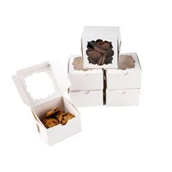 Rt 50 Pcs Cookie Boxes For Gift Giving Pastry Boxes With Window Macaron Boxes Donut Boxes 4x4x2.5in Bakery Boxes