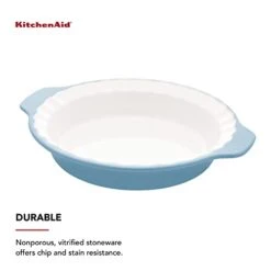 KitchenAid Pie Plate Vitrified Stoneware, 10.83in 12.52in 2.17in, Blue Velvet -Wilton Shop 31sA3uPZCSL