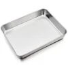 Baking Sheet Rectangular Cake Pan, Stainless Steel Lasagna Pan For Lasagna Brownie Fish Meats, 9.7-inch By 12.3-inch, Heavy Duty & Easy Clean, Rectangle - Silver